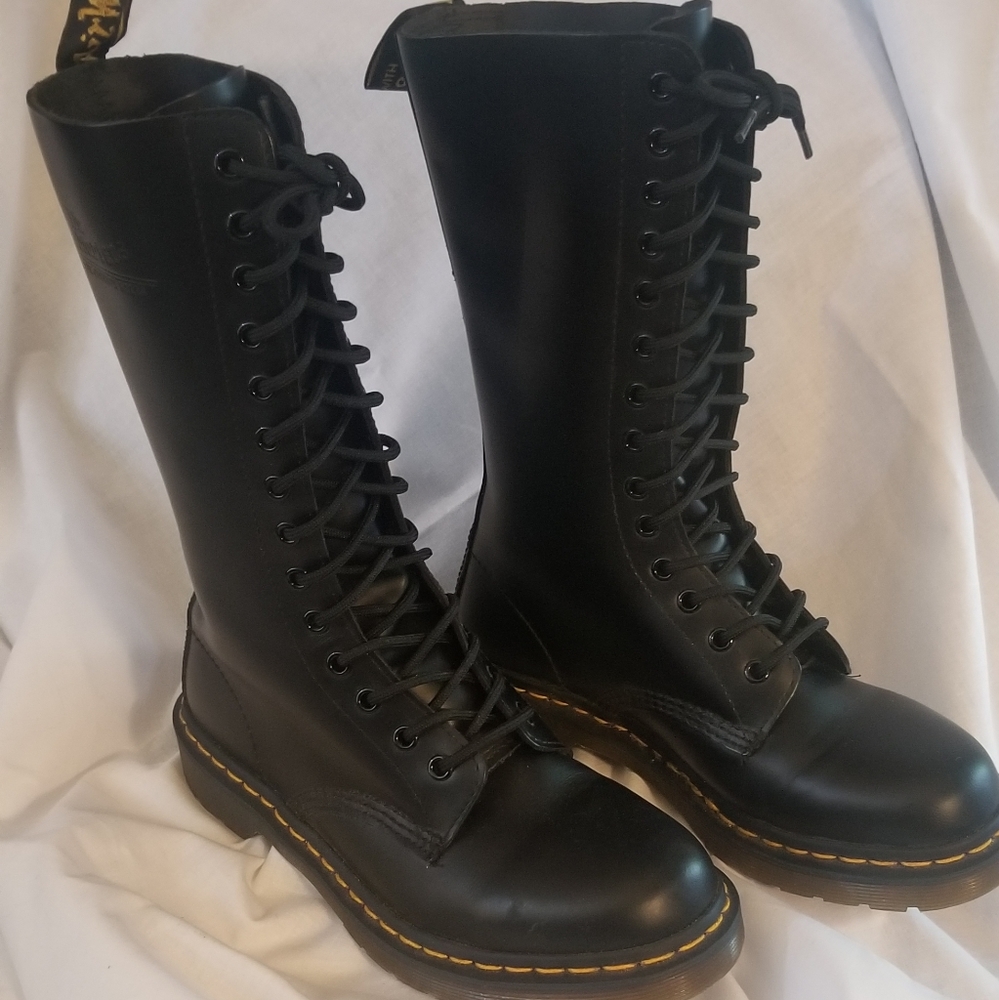 Dr. Martens Smooth Leather Tall Boots in Black